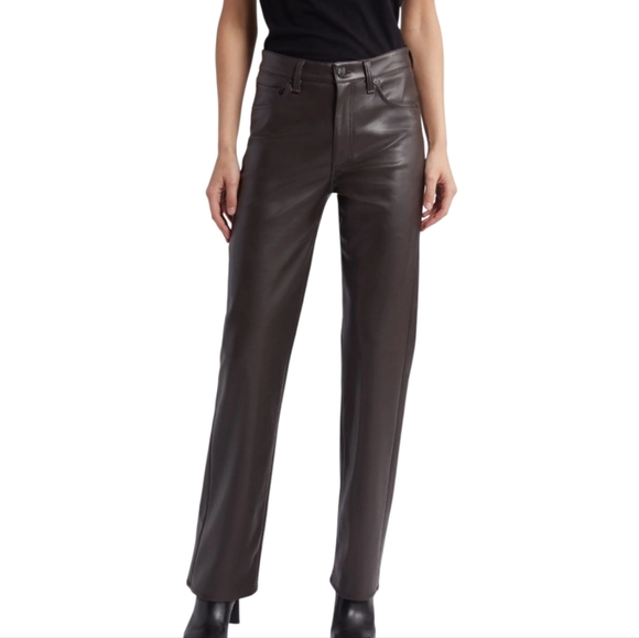 rag & bone Denim - Rag & Bone Black Harlow Relaxed Straight Leg Faux Leather Pants - Size 32